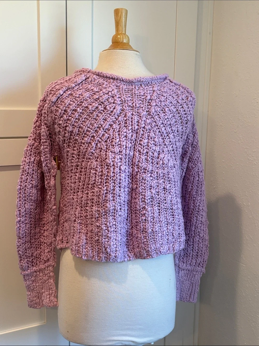 Free People In A Swirl Lilac Boutique Open-Knit Pullover Size XS